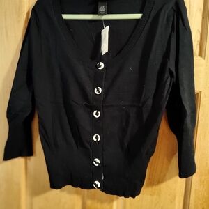 Lane Bryant Black Cardigan with Button Detail